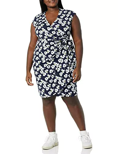 Amazon Essentials Abito Classico Avvolgente con Maniche ad Aletta Donna