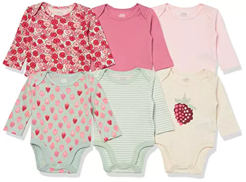 Amazon Essentials Body a Maniche Lunghe Bimba, Pacco da 6