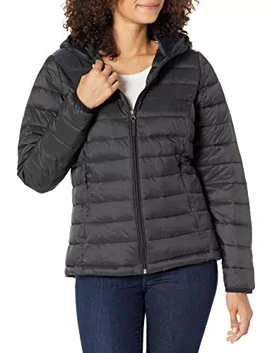 Amazon Essentials Piumino Leggero Impermeabile e Ripiegabile a Maniche Lunghe con Cappuccio e Cerniera Integrale Donna