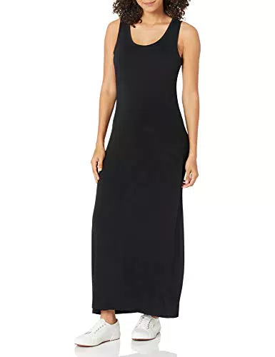 Amazon Essentials Vestito Lungo Smanicato Donna, Nero