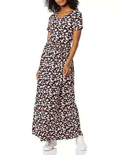 Amazon Essentials Vestito Molto Lungo Stretto in Vita A Maniche Corte Donna