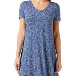 Amazon Essentials Vestito Svasato con Scollo a v e vestibilità Standard a Maniche Corte Donna