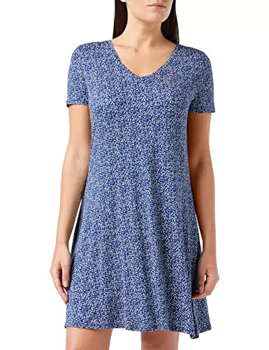 Amazon Essentials Vestito Svasato con Scollo a v e vestibilità Standard a Maniche Corte Donna