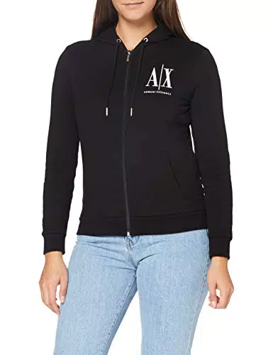 ARMANI EXCHANGE Hoodie, Zip Closure, Front Logo, Felpa con cappuccio