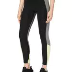 AURIQUE Leggings Sportivi Colour Block Donna, Nero/Verde Salvia/Verde Scuro