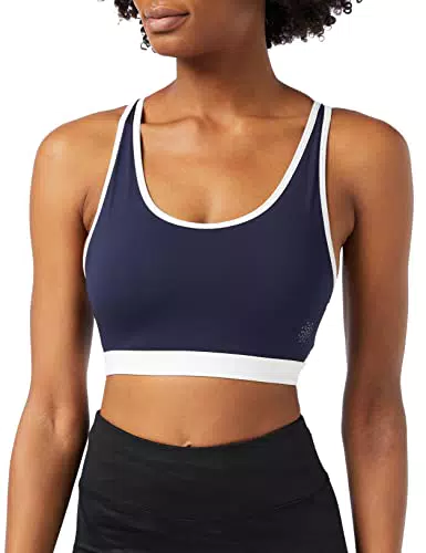 AURIQUE Reggiseno Sportivo Basso Supporto Donna, Blu Marino/Bianco