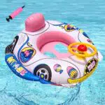 Barca Gonfiabile Neonati, Anello da Nuoto per Bambini con Maniglia Al Volante