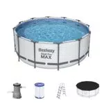 Bestway 56420-3 Set Piscina Fuori Terra Steel Pro MAX Rotonda da 366x122 cm