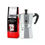 Bialetti Moka Express, Caffettiera in Alluminio da 4 Tazze + Perfetto Moka