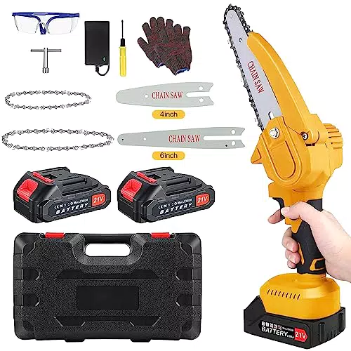 BIAOQINBO Mini motosega con batteria, 6 pollici e 4 pollici