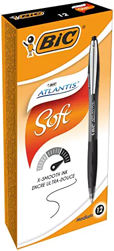 Bic Atlantis Penna a sfera a scatto con impugnatura gommata nera