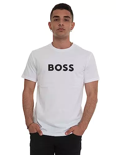 BOSS Maglietta In cotone biologico, Bianco, M