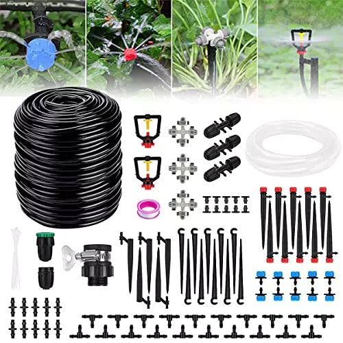 Buluri Kit Irrigazione Giardino, 40M + 3M Sistema di Irrigazione Automatico Kit per Irrigazione a Goccia Interno ed Esterno con Ugello Regolabile per Giardino Serra Patio Prato