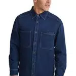 C&A Uomo Camicia di Jeans Jeans Blu Scuro S