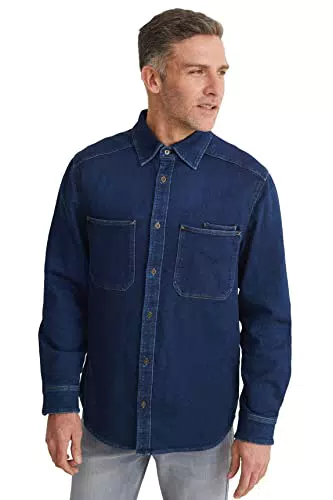 C&A Uomo Camicia di Jeans Jeans Blu Scuro S