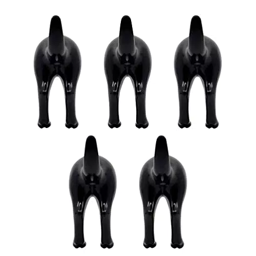 Cabilock 5Pcs Coda Del Cane Ganci Cappello Cappotto Muro Tasto Gancio Adesivo Asciugamano Gancio Del Sacchetto per Soggiorno Camera Da Letto Bagno Negozio Nero