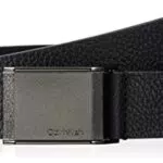 Calvin Klein BEVELED PLAQUE PB 35MM, Cinture Uomo, Nero