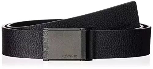 Calvin Klein BEVELED PLAQUE PB 35MM, Cinture Uomo, Nero