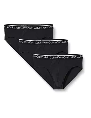 Calvin Klein Hip Brief 3pk Surge Uomo, Black W/ Black Wb