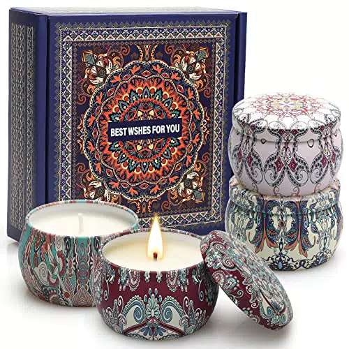 Set di 4 Candele Profumate: vaniglia, Lavanda, Salvia, Sandalo Rosa