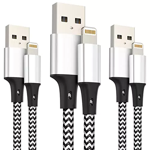 Cavo iPhone, Rapida iPhone Caricabatterie Caricatore iPhone Lungo Lntrecciato Lightning Cavo Ricarica per iPhone 12 11 PRO Max XR XS X 10 8 7 6s 6 Plus 5s SE 2020 iPad - Nero