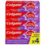Colgate Dentifricio Sbiancante Max White Purple Reveal 4 Confezioni da 75 ml I Per Denti Bianchi I Sicuro Per Lo Smalto I Contiene Fluoro I Sbiancamento denti I Bianco naturale