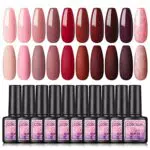 Coscelia Smalto Semipermanente 10pz, Set Smalto in Gel Colore Rosa Marrone Nail Art Starter Kit