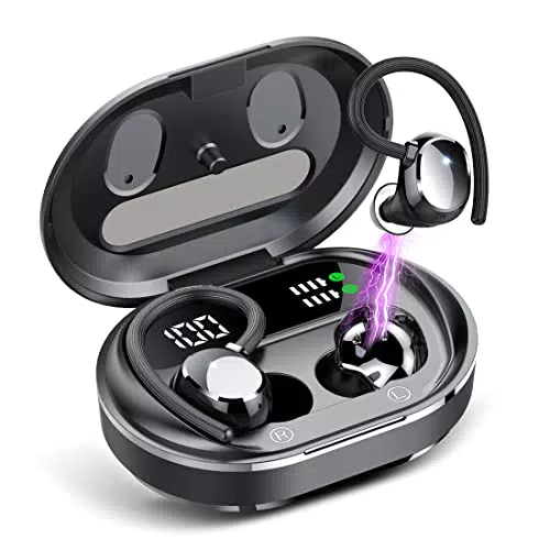 Cuffie Bluetooth Sport, 2023 Auricolari Bluetooth 5.3 Cuffie Wireless con HiFi Stereo Cancellazione Rumore Mic/LED Display/IP7 Impermeabile/Vestibilità Comoda/Running Cuffiette Bluetooth