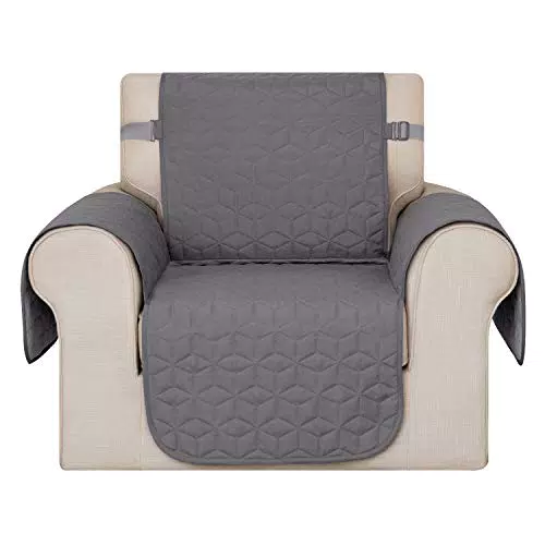 Deconovo Copridivano Trapuntato Antiscivolo Fodera Divano Poltrone Copertura Protettiva con Tasche per Cani/Gatti Letto Grigio Chairo