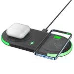 Doppio Caricabatterie Wireless, 7.5W Caricatore Senza Fili per iPhone 13/13 Pro/13 ProMax/13 Mini/12/12 ProMax/SE 2022/11/11 Pro/XS/X/AirPods Pro，Samsung Galaxy S21/S20/Note 10/S10