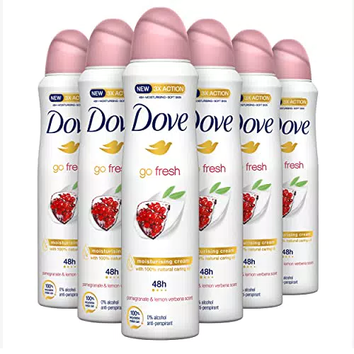 Dove, Go Fresh Deodorante Spray Melograno, con 1/4 Crema Idratante