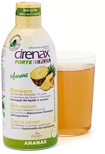 DRENAX FORTE ANANAS PLUS - Gusto Ananas - 750 ml per confezione - Integratore drenante depurativo con linfa di Betulla - 02682