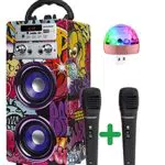 DYNASONIC - Cassa Bluetooth portatile con modalità karaoke e microfono