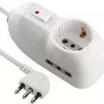 Electraline 62033 Multipresa 3 posti 1 schuko + 2 bivalenti 10/16A-cavo 3 m