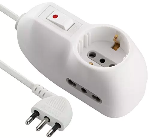 Electraline 62033 Multipresa 3 posti 1 schuko + 2 bivalenti 10/16A-cavo 3 m