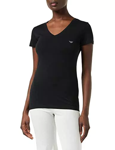 Emporio Armani Donna V Neck T-Shirt Iconic Cotton Maglietta