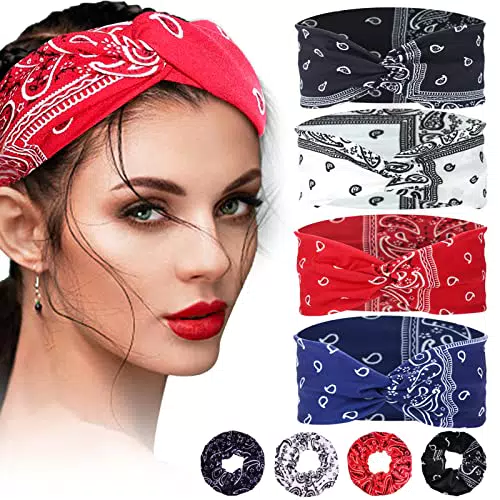 Fascia per Capelli Donna, Fashion Headbands Bandane Donna Boho Hippie Accessori Vintage Tturbante Capelli Larga Fascia Per Lavoro Quotidiano Yoga