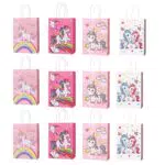Fezf 12 pezzi Kraft Candy Bag Festa di Compleanno Borsa regalo Unicorno Borsa regalo adatta per bambini e bambine Adatto per Natale Compleanno Festa a tema per bambini