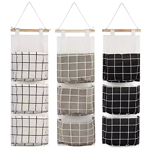 Fezf 3PCS Tasche Portaoggetti da Parete, Portaoggetti da Parete in Borsa
