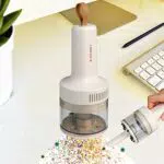 Foinwer Mini Aspirapolvere da scrivania, Aspirapolvere da scrivania USB Ricaricabile ad alta potenza di aspirazione Aspirapolvere senza fili con batteria Li 1200 mAh per scuola
