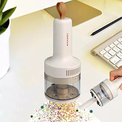 Foinwer Mini Aspirapolvere da scrivania, Aspirapolvere da scrivania USB Ricaricabile ad alta potenza di aspirazione Aspirapolvere senza fili con batteria Li 1200 mAh per scuola