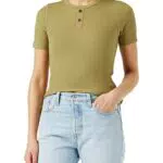 G-STAR RAW Women's Waffle Slim Granddad Top, Verde, XXS
