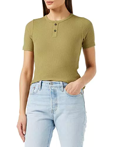 G-STAR RAW Women's Waffle Slim Granddad Top, Verde, XXS