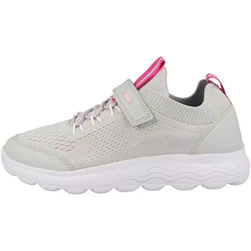 Geox J Spherica Girl, Scarpe da Ginnastica, Lt Grey Fuchsia
