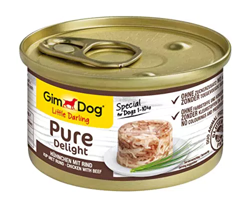 GimDog Pure Delight Pollo con manzo, Snack per cani ricco di proteine con carne tenera in gustosa gelatina
