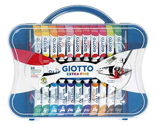 GIOTTO Tempera - Valigetta Da 24 Tubetti Di Tempera Ultrafine Concentrata + 2 Pennelli