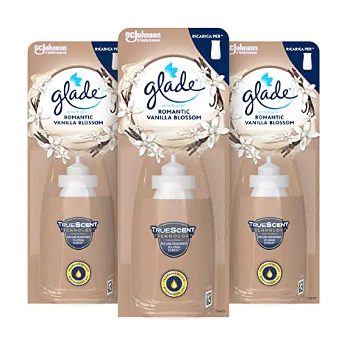 Glade Sense & Spray Profumatore per Ambienti con Oli Essenziali, Fragranza Vanilla Blossom, 3 pezzi