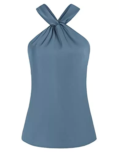 GRACE KARIN Top da donna con glitter, scintillante, senza maniche