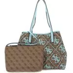 GUESS Vikky Large Tote, Borsa Donna, Latte Logo/Ice Blue