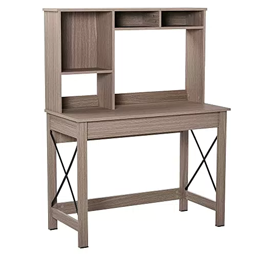 homcom Scrivania Scaffale con Libreria Sopra in Legno per Camera